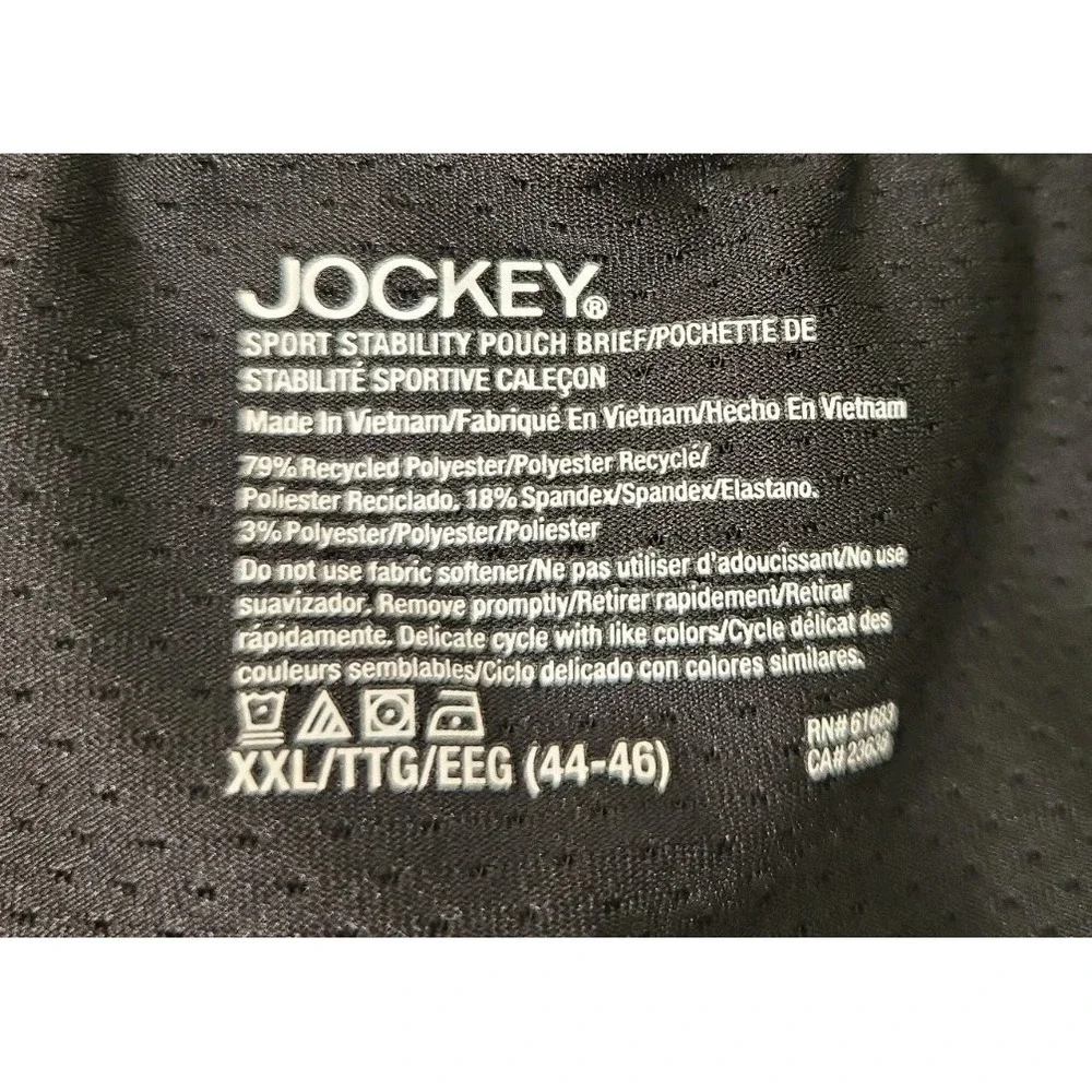 Jockey Sport Underwear 2XL Brief Stability Pouch Microfiber Black Lot of 2